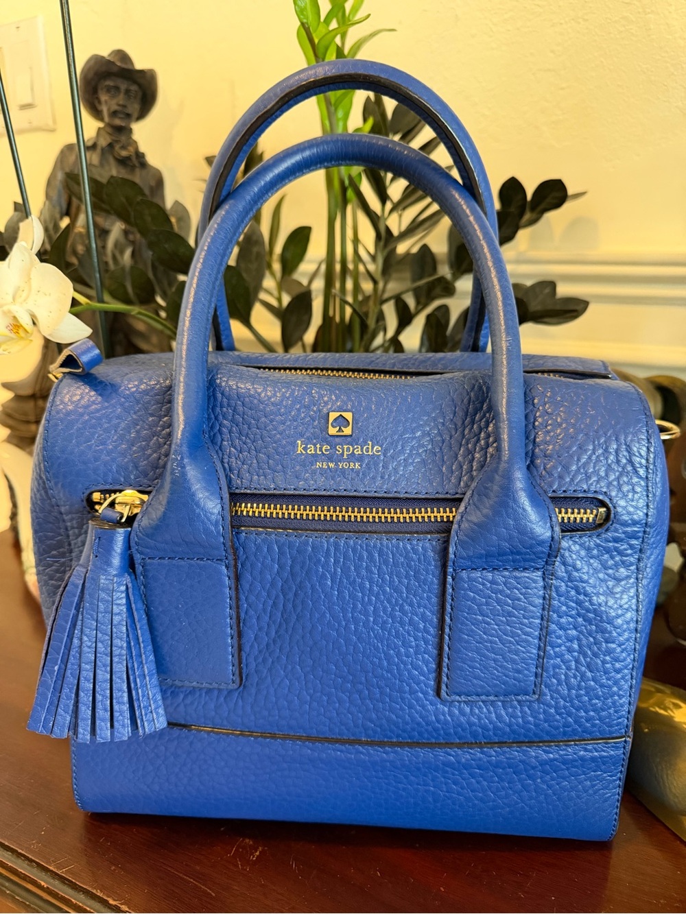 Kate Spade New York Cobble Hill Leslie Cobalt Blue Pebbled Leather Bag